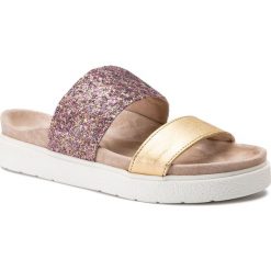 Klapki INUIKII - Slipper Glitter 70104-7 Champagne. Różowe klapki damskie Inuikii, z aplikacjami, ze skóry, bez obcasa. W wyprzedaży za 369,00 zł.