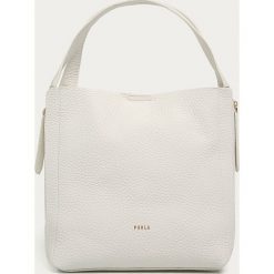 Furla - Torebka skórzana Ballerina. Białe torby damskie na zakupy Furla, w paski, ze skóry, na ramię, duże, bez dodatków. Za 1749,00 zł.