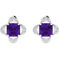 Złote kolczyki-wkrętki z diamentami i syntetycznymi ametystami. Szare kolczyki damskie Art of Diamond & Co., z ametystem, złote. W wyprzedaży za 606,95 zł.