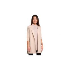 Kurtki lekkie Style S142 Długi żakiet z rozcięciami po bokach. Brązowe kurtki damskie Style, s, bez wzorów, długie, bez kaptura. Za 179,00 zł.