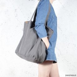 Torebki klasyczne damskie: Lazy bag torba grafitowa na zamek / vegan