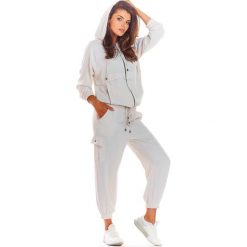 Beżowa Bluza na Zamek z Kapturem. Brązowe bluzki damskie Molly.pl, s, bez wzorów, eleganckie, z kapturem, bez rękawów. Za 139,90 zł.