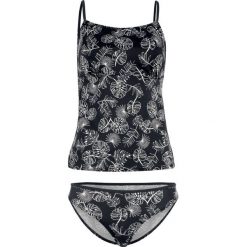 Tankini (2 części) bonprix czarno-kremowy. Czarne stroje kąpielowe damskie bonprix, z nadrukiem. Za 69,99 zł.