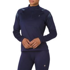 Bluza Asics Icon Winter LS 1/2 Zip Top W Granatowa. Czarne topy damskie Asics, bez wzorów, bez rękawów, długie, bez kaptura. Za 129,99 zł.