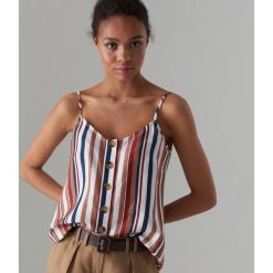 Top w paski z lnem - Beżowy. Brązowe topy damskie Mohito, w paski, bez kołnierzyka. Za 79,99 zł.