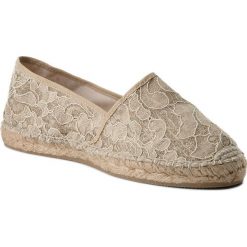 Espadryle ESPADRILLES - Alparga.3R 20670-25000-1 Pizzo G. Beig. Brązowe espadryle damskie marki Espadrilles, z aplikacjami, z tworzywa sztucznego, bez obcasa, na płaskiej podeszwie. W wyprzedaży za 179,00 zł.