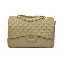 Torebki klasyczne damskie: Skórzana torebka w kolorze zielonym – (S)22 x (W)32 x (G)12 cm