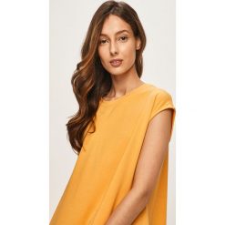 Answear - Top. Żółte bluzki damskie ANSWEAR, s, bez wzorów, z elastanu, z okrągłym kołnierzem. W wyprzedaży za 49,90 zł.