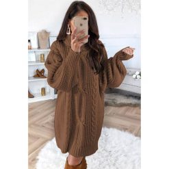 Sweter damski ZAGA BROWN. Pomarańczowe bluzy damskie IVET, na jesień, bez wzorów, z długim rękawem, długie, bez kaptura. W wyprzedaży za 59,00 zł.