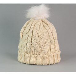 Czapka damska i biały króliczy pompon beżowa (cz2505). Białe czapki zimowe damskie Art of Polo. Za 36,52 zł.