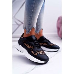 Sportowe Damskie Buty Czarne Leopard Mezeno. Czarne buty sportowe damskie Tagless, bez wzorów, sportowe. Za 89,00 zł.