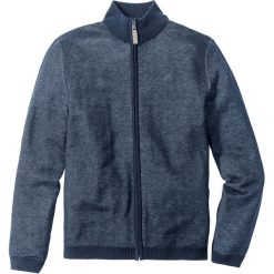 Golfy męskie: Sweter rozpinany ze stójką Regular Fit bonprix ciemnoniebieski melanż