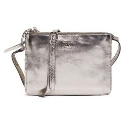 Skórzana torebka w kolorze srebrnym - (S)22,5 x (W)16,5 x (G)5 cm. Szare torebki klasyczne damskie Tosca Blu, w paski. W wyprzedaży za 289,95 zł.