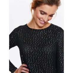 Sweter długi rękaw damski. Czarne swetry damskie Top Secret, na lato, bez wzorów, z dzianiny, eleganckie, z długim rękawem, długie, bez kaptura. W wyprzedaży za 49,99 zł.