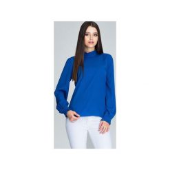 Bluzka M595 Niebieski. Niebieskie bluzki damskie marki FIGL, xl, bez wzorów, eleganckie, z klasycznym kołnierzykiem, z długim rękawem. Za 135,00 zł.