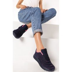 Granatowe Buty Sportowe Adriadine. Niebieskie buty sportowe damskie Born2be, bez wzorów, z jeansu, sportowe. Za 89,99 zł.