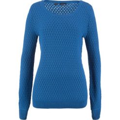 Swetry klasyczne damskie: Sweter w strukturalny wzór bonprix lazurowy