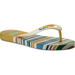 Japonki PEPE JEANS - Rake Luna PLS70035 White 800. Białe klapki damskie Pepe Jeans, bez wzorów, z jeansu, bez obcasa. W wyprzedaży za 79,00 zł.