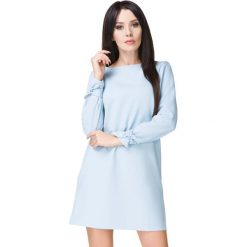 Błękitna Sukienka Wizytowa z Wiązaniami. Niebieskie sukienki damskie Molly.pl, na co dzień, s, bez wzorów, eleganckie, z dekoltem na plecach, bez rękawów, długie. Za 159,00 zł.
