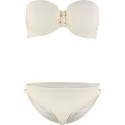 Bikini z biustonoszem balkonetką na fiszbinach (2 części) bonprix kremowy. Brązowe stroje kąpielowe damskie bonprix, bez wzorów. Za 109,99 zł.