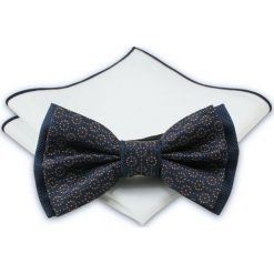 Stylowa mucha + poszetka - Chattier MUCH0280. Niebieskie muszki męskie Chattier, na imprezę, w paski, eleganckie. Za 44,00 zł.