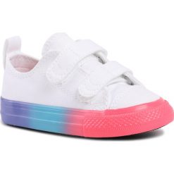 Tenisówki CONVERSE - Ctas 2V Ox 764275C White/Racer Pink/Black. Białe trampki dziewczęce Converse, bez wzorów, z materiału, na rzepy. Za 179,00 zł.