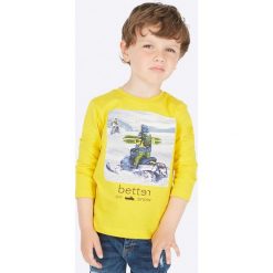 Mayoral - Longsleeve dziecięcy 92-134 cm. Białe t-shirty chłopięce Mayoral, z nadrukiem, z bawełny, z długim rękawem. W wyprzedaży za 49,90 zł.