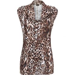 Długi shirt bonprix w cętki leoparda. Szare koszulki damskie bonprix, bez wzorów, eleganckie, bez kołnierzyka, z długim rękawem. Za 54,99 zł.