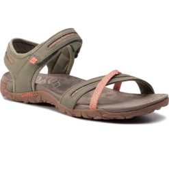 Sandały MERRELL - Terran Cross II J55300 Mastic. Zielone sandały damskie Merrell, bez wzorów, ze skóry, sportowe, bez obcasa, bez zapięcia, outdoorowe. W wyprzedaży za 209,00 zł.