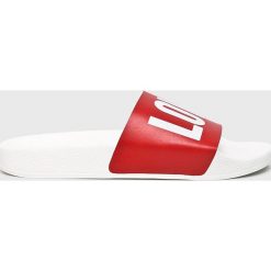 TheWhiteBrand - Klapki. Czerwone klapki damskie TheWhiteBrand, bez wzorów, ze skóry, bez obcasa, na obcasie. Za 139,90 zł.