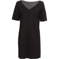 Sukienka bonprix czarny. Czarne sukienki damskie bonprix, bez wzorów, z dekoltem w serek, z krótkim rękawem, krótkie, mini. Za 49,99 zł.