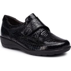 Półbuty CAPRICE - 9-24650-23 Black Croc Pat 065. Czarne półbuty damskie Caprice, na co dzień, bez wzorów, ze skóry, bez obcasa, na płaskiej podeszwie, bez zapięcia. W wyprzedaży za 219,00 zł.