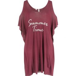 Shirt plażowy bonprix bordowy. Czerwone koszulki damskie bonprix, na plażę, bez wzorów, bez kołnierzyka, bez rękawów. Za 44,99 zł.