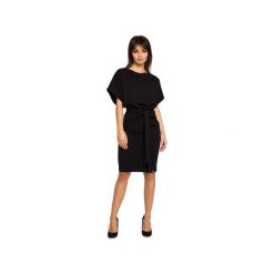B058 Sukienka z paskiem i rękawami kimono. Żółte sukienki damskie BE, xl, w paski, z dzianiny, bez kołnierzyka, z krótkim rękawem, krótkie, mini, ołówkowe. Za 145,00 zł.