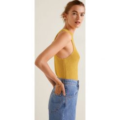 Mango - Top Convite. Żółte topy damskie marki Mango, s, z bawełny, z dekoltem halter. W wyprzedaży za 39,90 zł.