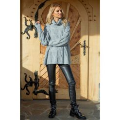 Szary Obszerny Sweter z Golfem w Warkocze. Szare golfy damskie marki Molly.pl, uniwersalny. Za 128,90 zł.