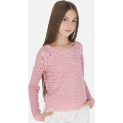 Mayoral - Sweter dziecięcy 128-167 cm. Różowe swetry dziewczęce Mayoral, bez wzorów, z bawełny, z okrągłym kołnierzem, bez rękawów, bez kaptura. Za 138,90 zł.