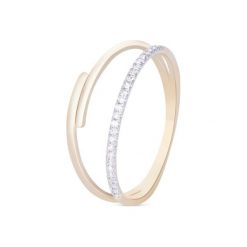RABAT Pierścionek Złoty - złoto 585, Diament 0,09ct. Żółte pierścionki damskie W.KRUK, z brylantem, złote. W wyprzedaży za 980,00 zł.