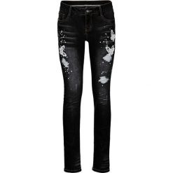 Dżinsy Skinny z haftem bonprix ciemny denim. Niebieskie jeansy damskie skinny bonprix, z haftami, z denimu. Za 179,99 zł.