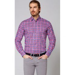 Koszula w Kratę Haria. Czerwone koszule męskie LANCERTO, s, bez wzorów, z bawełny, eleganckie, bez kołnierzyka, bez rękawów. W wyprzedaży za 149,90 zł.