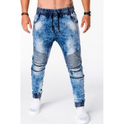 SPODNIE MĘSKIE JOGGERY P677 - NIEBIESKIE. Niebieskie joggery męskie Ombre Clothing, z bawełny. Za 89,00 zł.