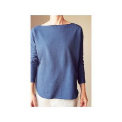 Lekka bluza kimonocięta jeans. Niebieskie bluzy damskie marki One mug a day, bez wzorów, z bawełny, bez rękawów, bez kaptura. Za 169,00 zł.