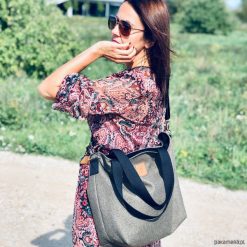 Duża torba shopperka Mili Duo - ciemna zieleń. Żółte torby damskie na zakupy Pakamera, bez wzorów, z tkaniny, na ramię, duże, bez dodatków. Za 199,00 zł.