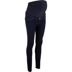 Dżinsy ciążowe SKINNY "super-stretch" bonprix ciemnoniebieski "stone". Niebieskie jeansy damskie bonprix, z jeansu. Za 59,99 zł.