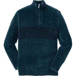 Swetry męskie: Sweter z szenili Regular Fit bonprix niebieskozielony
