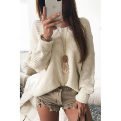 Sweter damski TALIKA ECRU. Bluzy damskie Sweter damski TALIKA ECRU, uniwersalny, bez wzorów, bez rękawów, bez kaptura. W wyprzedaży za 59,00 zł.