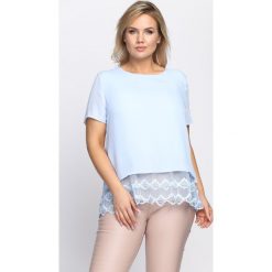 Niebieska Bluzka Lace Ruffle. Niebieskie bluzki damskie Born2be, xl, bez wzorów, z falbankami, z krótkim rękawem. Za 39,99 zł.