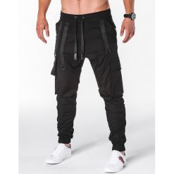 SPODNIE MĘSKIE JOGGERY P716 - CZARNE. Czarne joggery męskie marki Ombre Clothing, xxl. Za 74,00 zł.