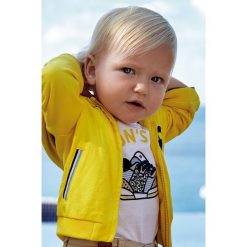 Mayoral - T-shirt dziecięcy 68-98 cm. Białe t-shirty chłopięce Mayoral, z nadrukiem, z bawełny, bez rękawów. Za 59,90 zł.