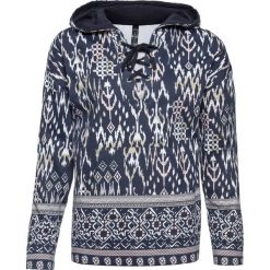 Bluzy damskie: Bluza "oversize" z kapturem bonprix ciemnoniebieski wzorzysty